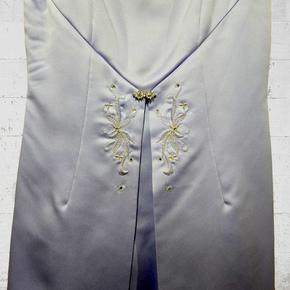 Vintage Y2K David's Bridal Purple Flower Girl Dress Orchid Beaded Gown Size 12 - Picture 5 of 16